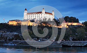 Slovakia capital city Bratislava, Castle at nigth