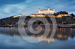 Slovakia capital city Bratislava, Castle at nigth