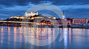Slovakia capital city Bratislava, Castle at nigth