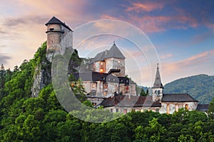 Slovakia castle at sunset - Oravsky hrad