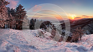 Slovakia country landscape panorama at winter