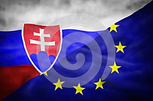 Slovakia and European Union mixed flag.