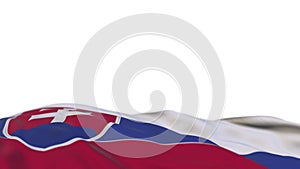 Slovakia fabric flag waving on the wind loop. Slovak embroidery stiched cloth banner swaying on the breeze. Half-filled white