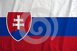 Slovakia flag background with fabric texture.