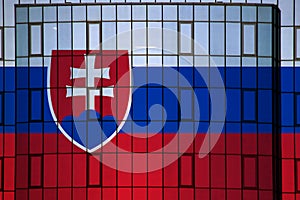Slovakia flag on the background texture. Concept for designer solutions