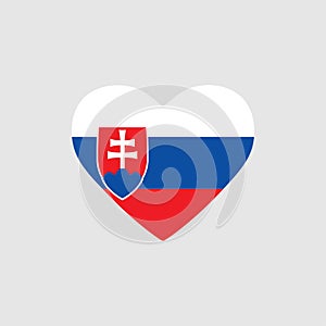 Slovakia flag in heart. Country of europe. Isolated vector icon in flat