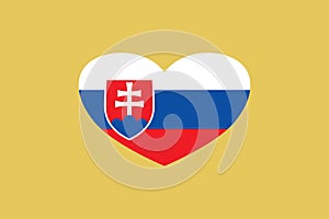 Slovakia flag in the heart shape. Isolated on background