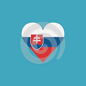 Slovakia flag icon in a heart shape in flat design