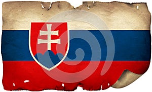 Slovakia Flag On Old Paper