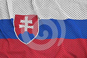 Slovakia flag printed on a polyester nylon sportswear mesh fabri