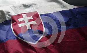 Slovakia Flag Rumpled Close Up