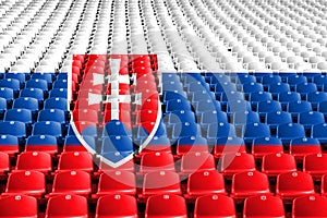 Slovakia flag stadium seats. Sports competition concept.