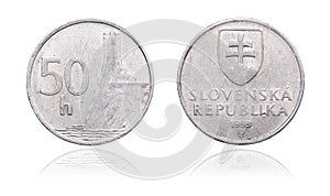 50 slovakia heller coin isolated on white background photo