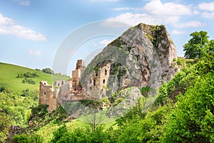 Slovakia, historic ruins of castle Lednica