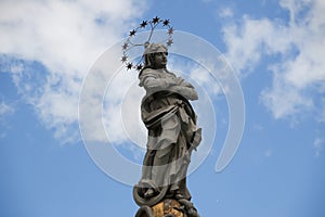 Slovensko, Košice. Hlavní ulice. Socha Immaculata. Městská krajina.