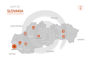 Slovakia map with administrative divisions.