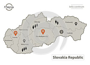 Slovakia map, individual regions with names, Infographics and icons