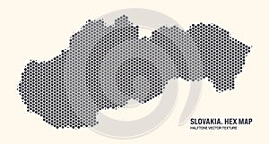 Slovakia Map Vector Hexagonal Half Tone Pattern Isolated On Light Background