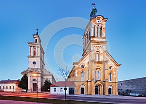 Slovakia - Modra city with church at night
