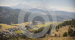 Slovakia mountain landscape. Nature fields. High Tatras, Europe, Belianske Tatry.