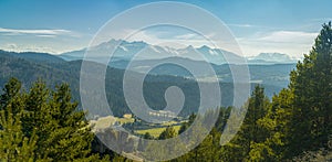 Slovakia mountain landscape. Nature fields. High Tatras, Europe, Belianske Tatry.