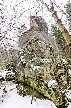 Slovakia national park Mala Fatra, Janosikove diery, Terchova village. Paths in the frost, winter. Hiking and tourism in Slovakia,