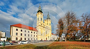 Slovakia - Nitra, Church of Saint Ladislav in square and park photo