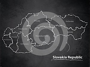 Slovakia Republic map separate individual blackboard chalkboard