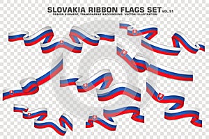 Slovakia Ribbon Flags Set, Element design. vector Illustration