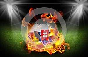 Slovakia Soccer ball on fire,