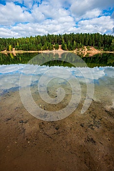 Slovakia Tatra mountain lakes in misty weather