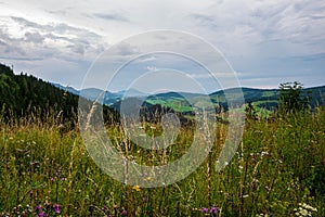 Slovakia Tatra mountain tops in misty weather