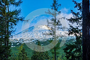 Slovakia Tatra mountain tops in misty weather