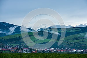 Slovakia Tatra mountain tops in misty weather