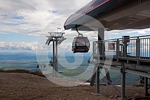 SLOVAKIA, TATRANSKA LOMNICA - MAY 09: Modern cableway in High Tatras.