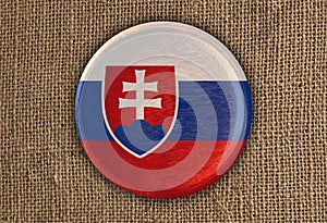 Slovakia Textured Round Flag wood on rough cloth