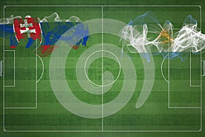 Slovakia vs Argentina Soccer Match, national colors, national flags, soccer field, football game, Copy space