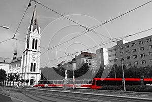 Červený trolejbus v Bratislavě