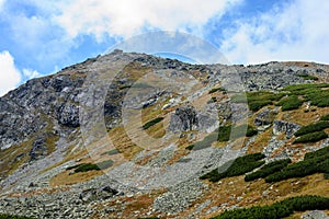 Slovakian carpathian mountains in autumn with green forests