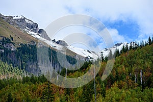 Slovakian carpathian mountains in autumn with green forests