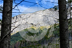 Slovakian carpathian mountains in autumn with green forests