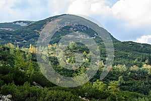 Slovakian carpathian mountains in autumn with green forests