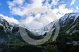 Slovakian carpathian mountains in autumn with green forests