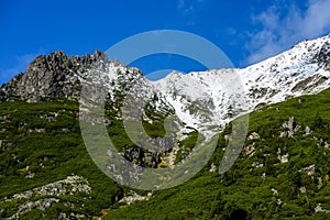 Slovenské Karpaty na jeseň. zelené kopce s vrcholmi