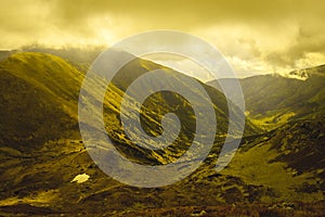 Slovakian carpathian mountains in autumn. - vintage film look