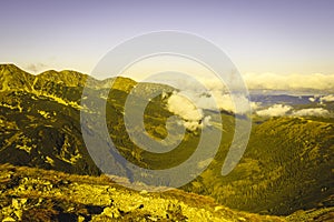 Slovakian carpathian mountains in autumn. - vintage film look