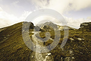 Slovakian carpathian mountains in autumn. - vintage film look