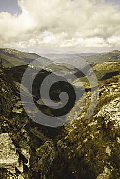 Slovakian carpathian mountains in autumn. - vintage film look