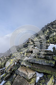 Slovakian carpathian mountains in autumn. rare white rainbow