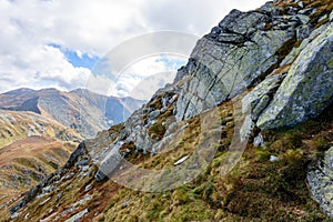 Slovakian carpathian mountains in autumn. rock textures on walls